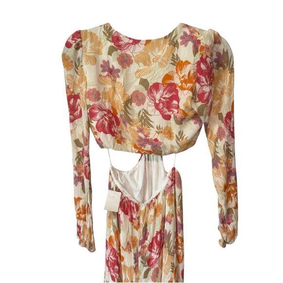 REVOLVE WAYF Linda Cut-Out Dress Long Sleeve Floral V-Neck Maxi Dress Size XS - Picture 7 of 7